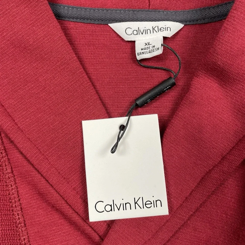 New Calvin Klein Sweater Mens XL Red Shawl Collar Preppy Winter Stretch Dressy